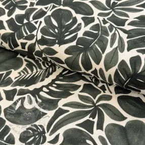 Tkanina dekoracyjna Big leaves grey digital print