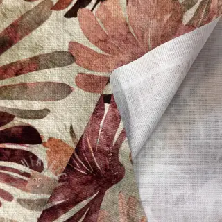 Tkanina dekoracyjna SLUB Leaves burgundy digital print