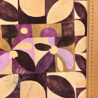 Tkanina dekoracyjna SLUB Abstract flowie aubergine digital print