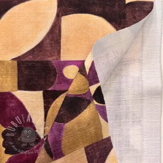 Tkanina dekoracyjna SLUB Abstract flowie aubergine digital print