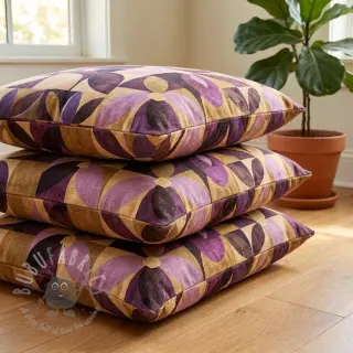 Tkanina dekoracyjna SLUB Abstract flowie aubergine digital print