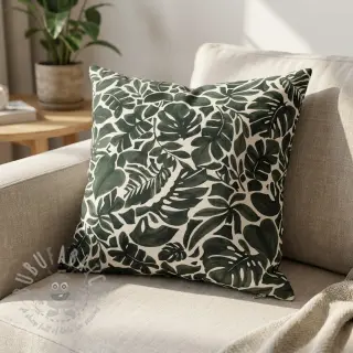 Tkanina dekoracyjna Big leaves grey digital print