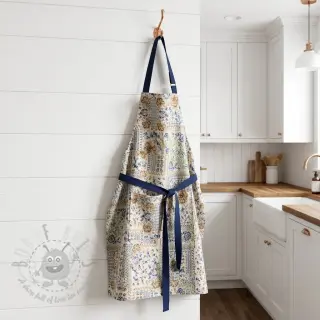 Tkanina dekoracyjna Linenlook Blue heritage digital print