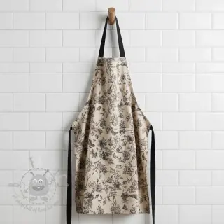 Tkanina dekoracyjna Linenlook Painting flowers black digital print