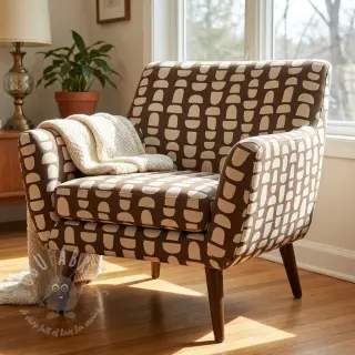 Tkanina dekoracyjna Linenlook Abstract brown