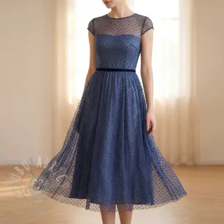 Tiul DOTS dark blue