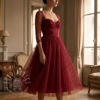 Tiul DOTS bordeaux