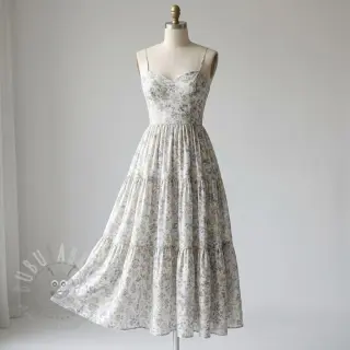 Lyocell z lnem i jedwabiem Retro Flowers design D