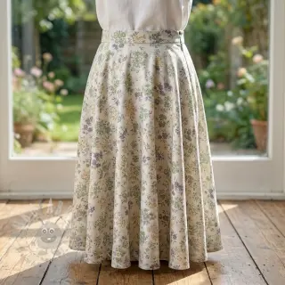 Lyocell z lnem i jedwabiem Retro Flowers design D