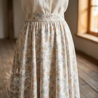 Lyocell z lnem i jedwabiem Retro Flowers design E