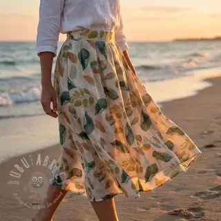 Lyocell z lnem i jedwabiem Retro Flowers design A
