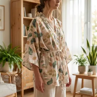 Lyocell z lnem i jedwabiem Retro Flowers design A