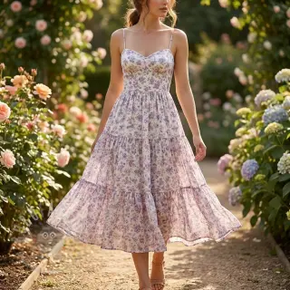 Lyocell z lnem i jedwabiem Retro Flowers design C