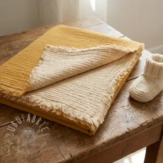 Muślin double gauze DOUBLE FACE old yellow