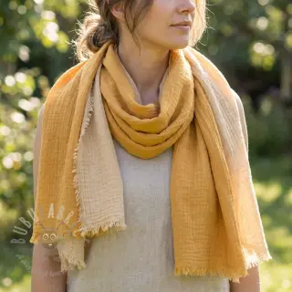 Muślin double gauze DOUBLE FACE old yellow