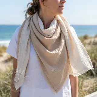 Muślin double gauze DOUBLE FACE sand