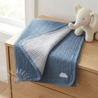 Muślin double gauze DOUBLE FACE cloud blue