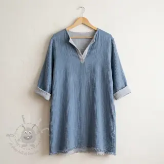 Muślin double gauze DOUBLE FACE cloud blue