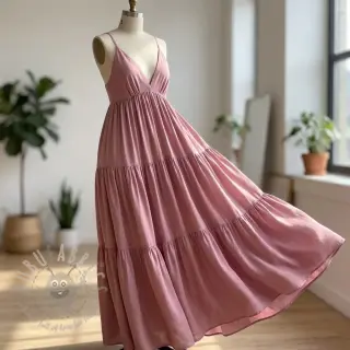 Tkanina wiskozowa z lnem BUBBLY old pink