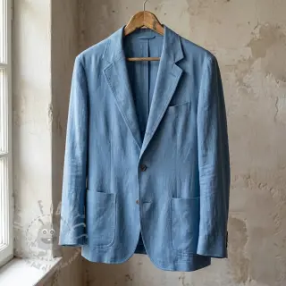 Tkanina wiskozowa z lnem BUBBLY old blue
