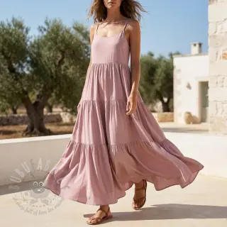 Tkanina wiskozowa z lnem BUBBLY lilac