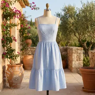 Bawełniana tkanina BUBBLE dusty blue