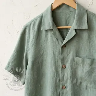 Tkanina wiskozowa z lnem WASHED old green