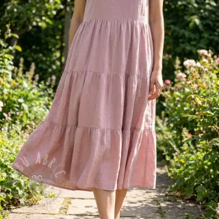 Tkanina wiskozowa z lnem WASHED old rose