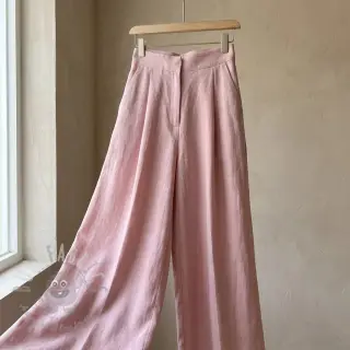 Tkanina wiskozowa z lnem WASHED old rose