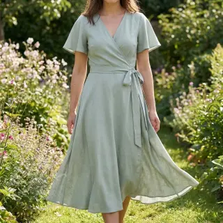 Tkanina wiskozowa z lnem WASHED mint