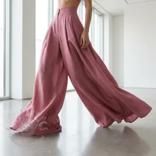 Tkanina wiskozowa z lnem WASHED old pink