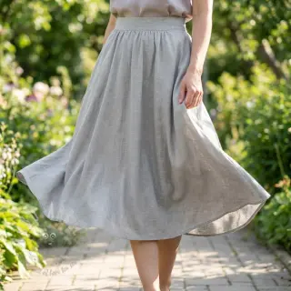 Tkanina wiskozowa z lnem WASHED grey