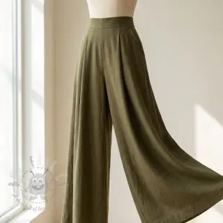 Tkanina wiskozowa z lnem WASHED olive