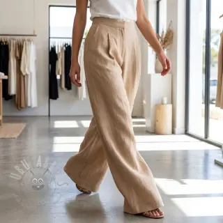 Tkanina wiskozowa z lnem WASHED beige