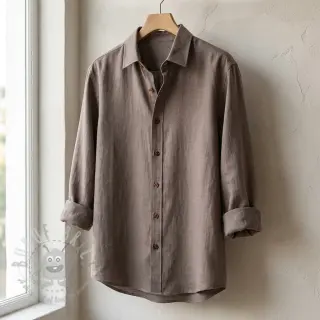 Tkanina wiskozowa z lnem WASHED taupe