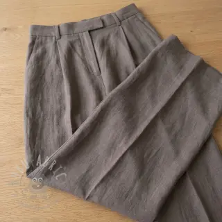 Tkanina wiskozowa z lnem WASHED taupe