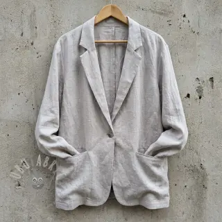 Tkanina wiskozowa z lnem WASHED light grey