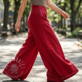 Tkanina wiskozowa z lnem WASHED dark red