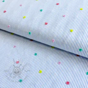 Bawełniana tkanina DOBBY Stripe and dotty blue