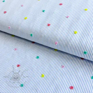 Bawełniana tkanina DOBBY Stripe and dotty blue