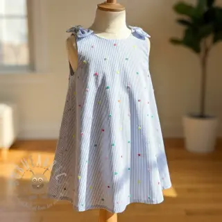 Bawełniana tkanina DOBBY Stripe and dotty blue