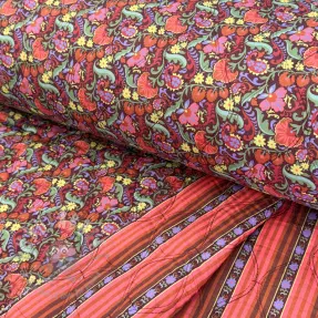 Bawełniana tkanina VOILE STEPPED Paisley flowers brown digital print