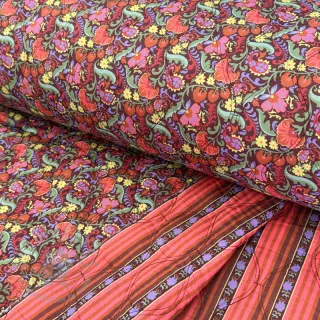 Bawełniana tkanina VOILE STEPPED Paisley flowers brown digital print