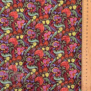 Bawełniana tkanina VOILE STEPPED Paisley flowers brown digital print