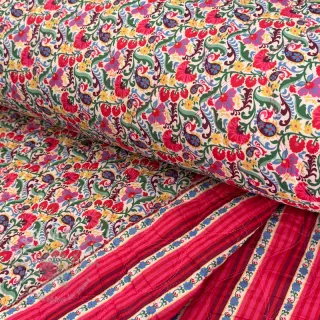Bawełniana tkanina VOILE STEPPED Paisley flowers white digital print