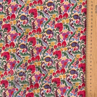 Bawełniana tkanina VOILE STEPPED Paisley flowers white digital print