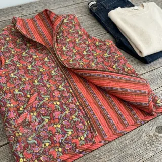 Bawełniana tkanina VOILE STEPPED Paisley flowers brown digital print