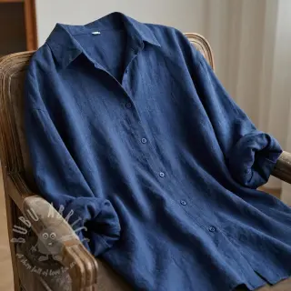 Tkanina wiskozowa z lnem WASHED marine