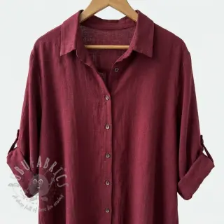 Tkanina wiskozowa z lnem WASHED wine red
