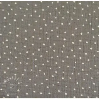 Muślin double gauze Dots grey/white